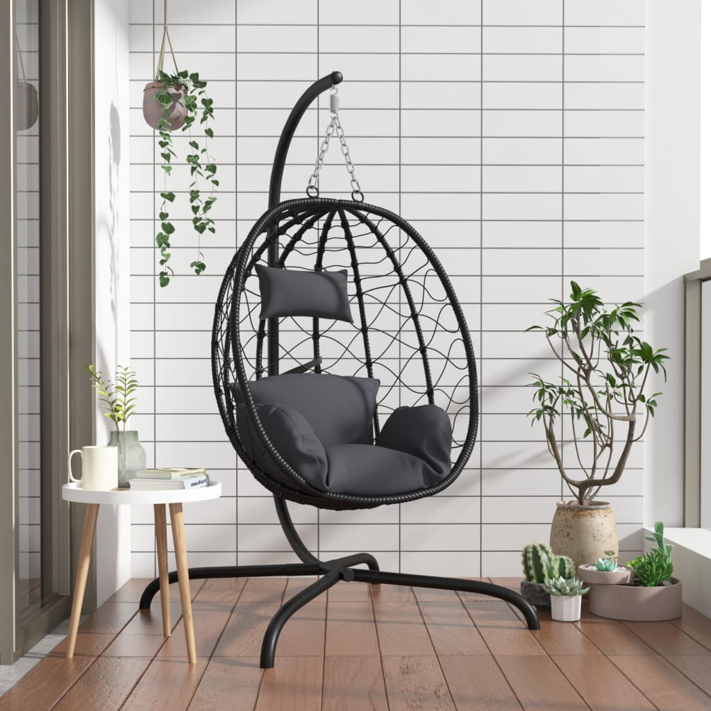 Hangstoel Met Kussen Poly Rattan En Staal
