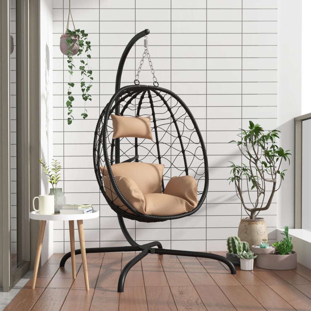 Hangstoel Met Kussen Poly Rattan En Staal