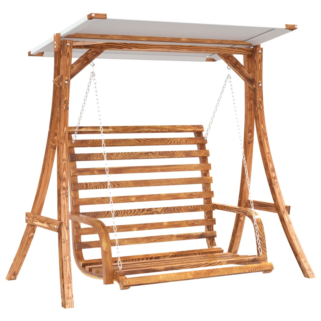 Schommelbank Met Luifel Vurenhout Met Teak Afwerking