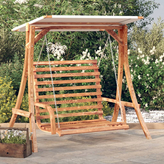 Schommelbank Met Luifel Vurenhout Met Teak Afwerking