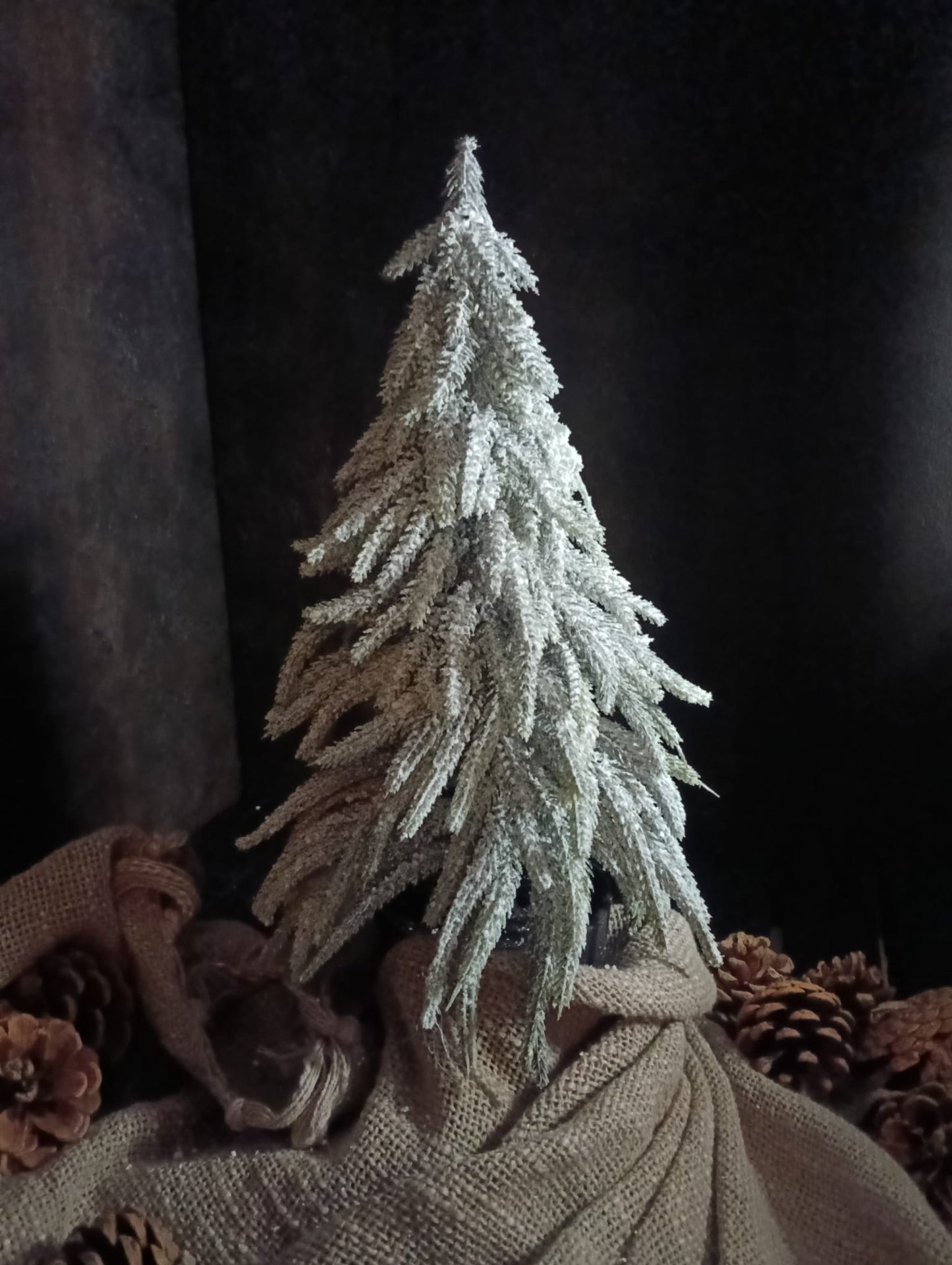 Kerstboom in pot sneeuw