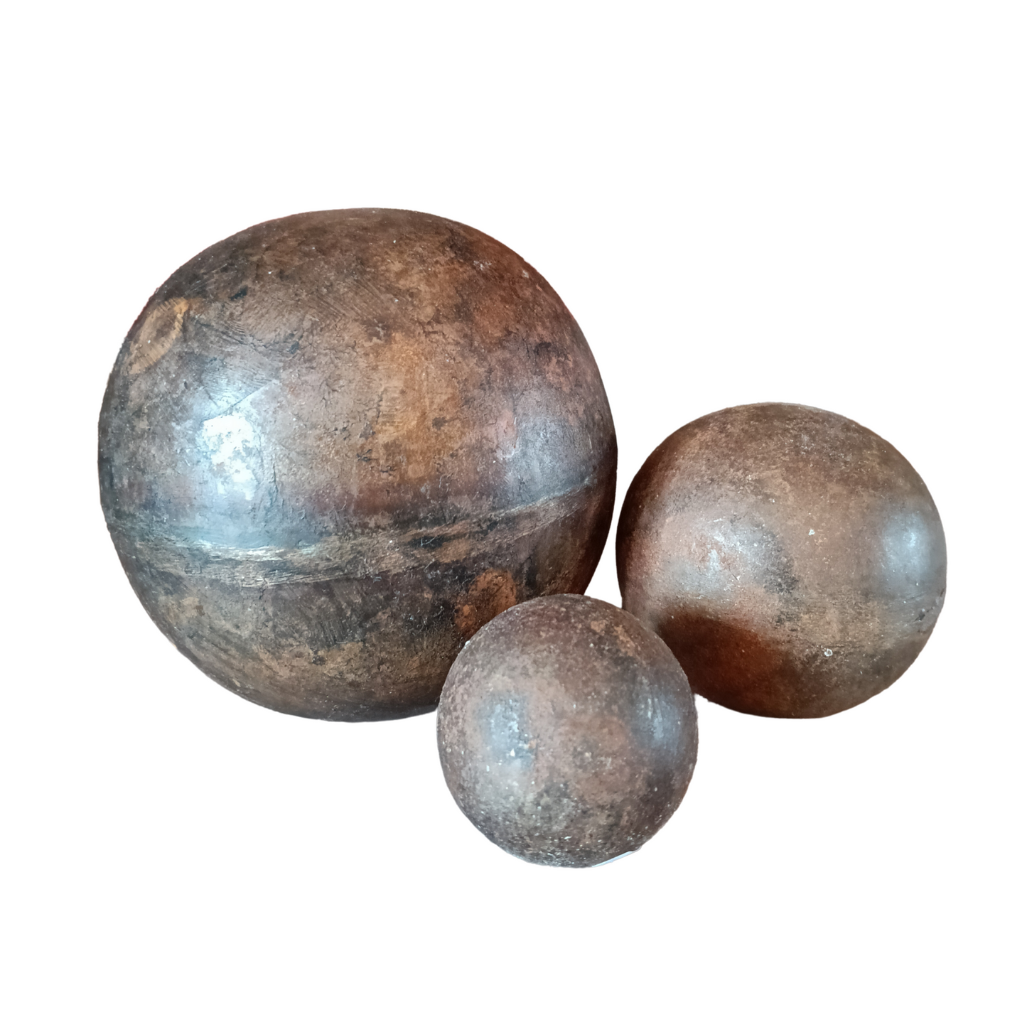 Set metalen roestkleurige decoratie ballen